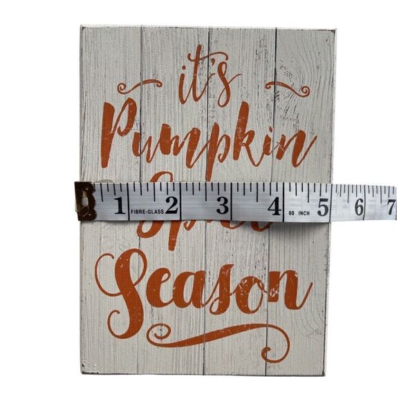 Pumpkin Spice Season Whitewashed Distressed Wood Sign Quill to Paper NWT - Picture 4 of 7